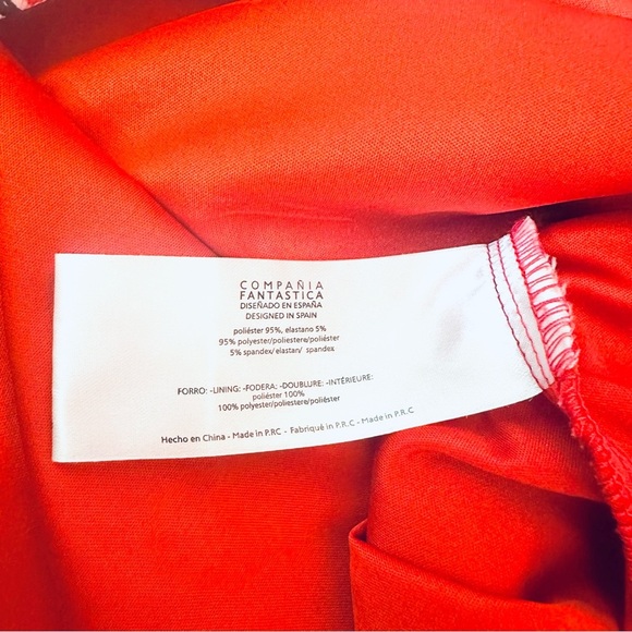 Compañia Fantastica Shift Dress 60’s Vibe Red Floral Long Sleeve Short Small - Picture 8 of 10